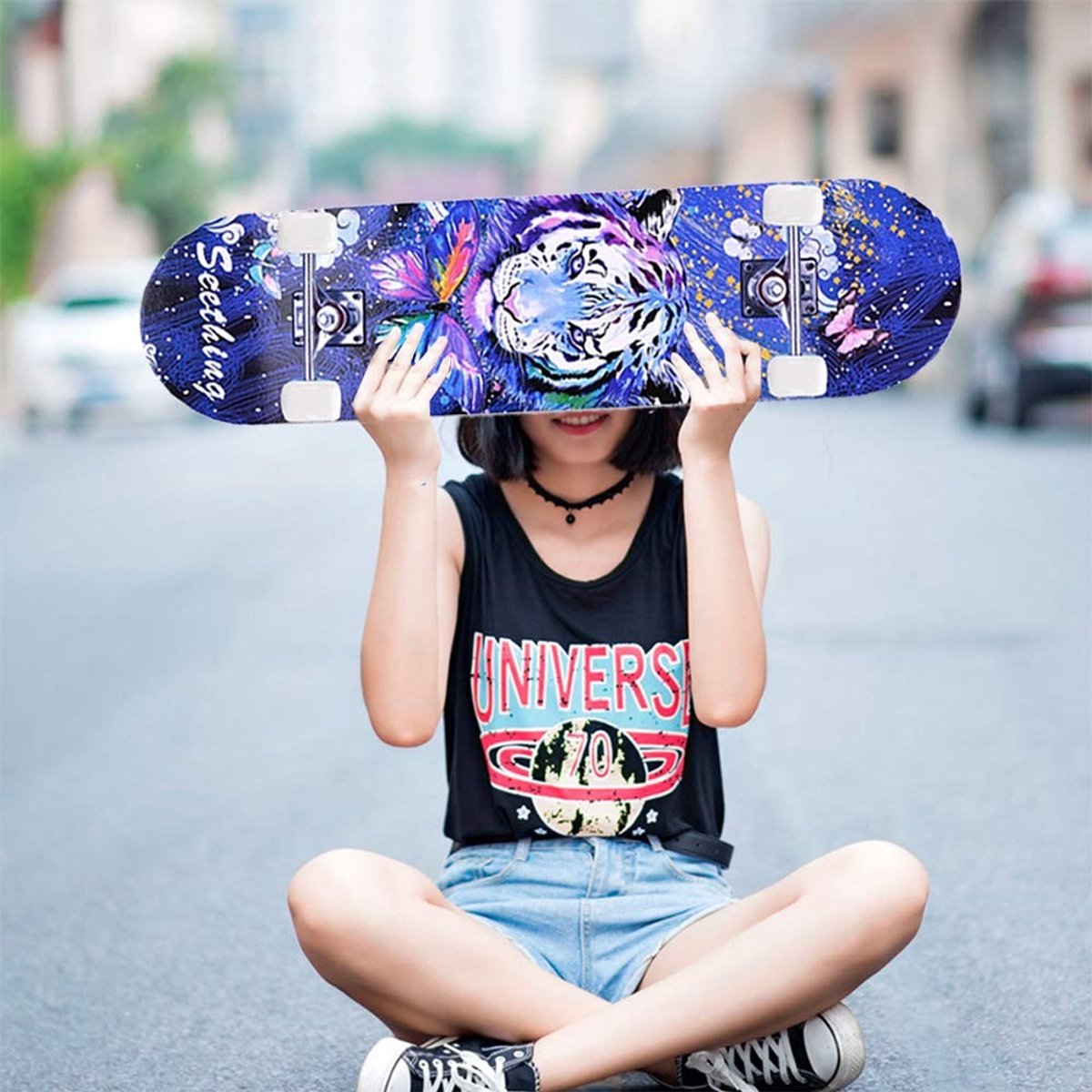 Solidchoice - Complete Skateboard 31'' met 7-laags Esdoorn Hout voor Beginners