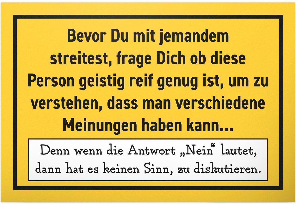 Solidchoice - Geel Plastic Deurbord met Grappige Spreuk 30 x 20 cm