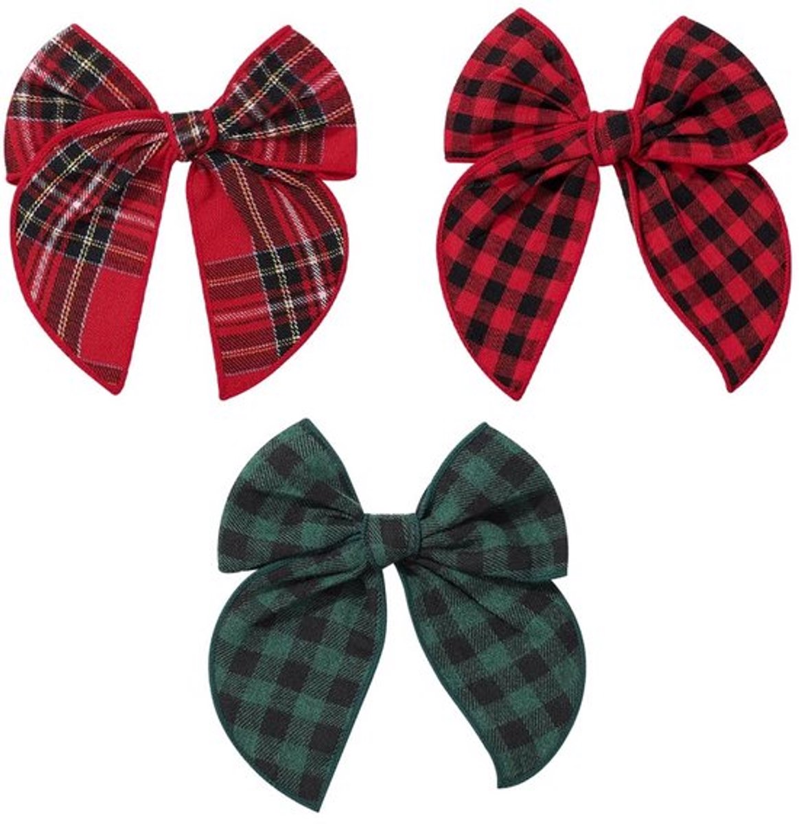 Haarclips 3 Stuks - Tartan Strikken Knoop - Elegante Haaraccessoires - Stof en Metaal - 14,5 cm - Perfect voor Dagelijks Gebruik