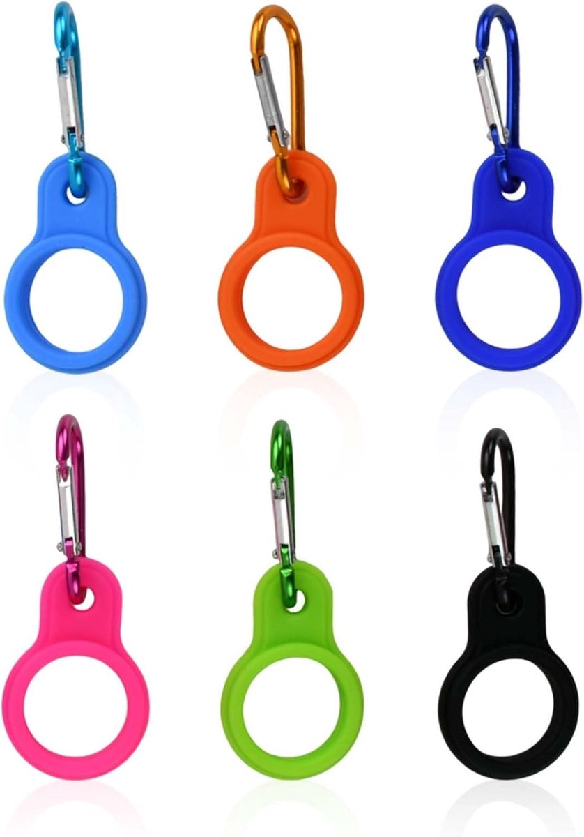 Zes Stuks Silicone Flessenhouders - Kleurige Clips voor Waterflessen, Outdoor Gebruik, Handige Bevestigingshaken