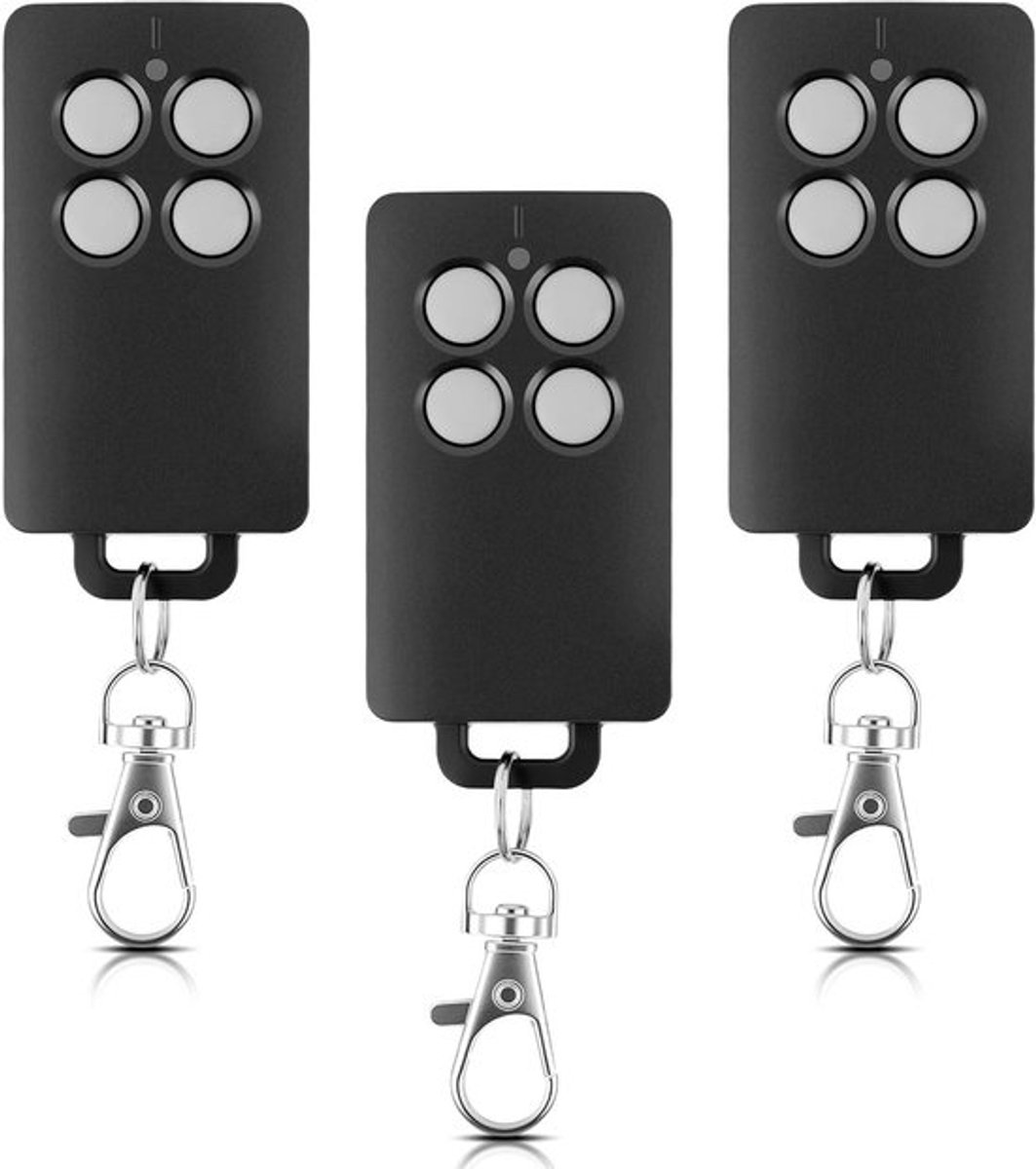 Vervangende 4-kanaals code draaiende afstandsbediening, 433 MHz, bereik 50 m, beveiliging, compatibel met poortmotorisatie, set van 3