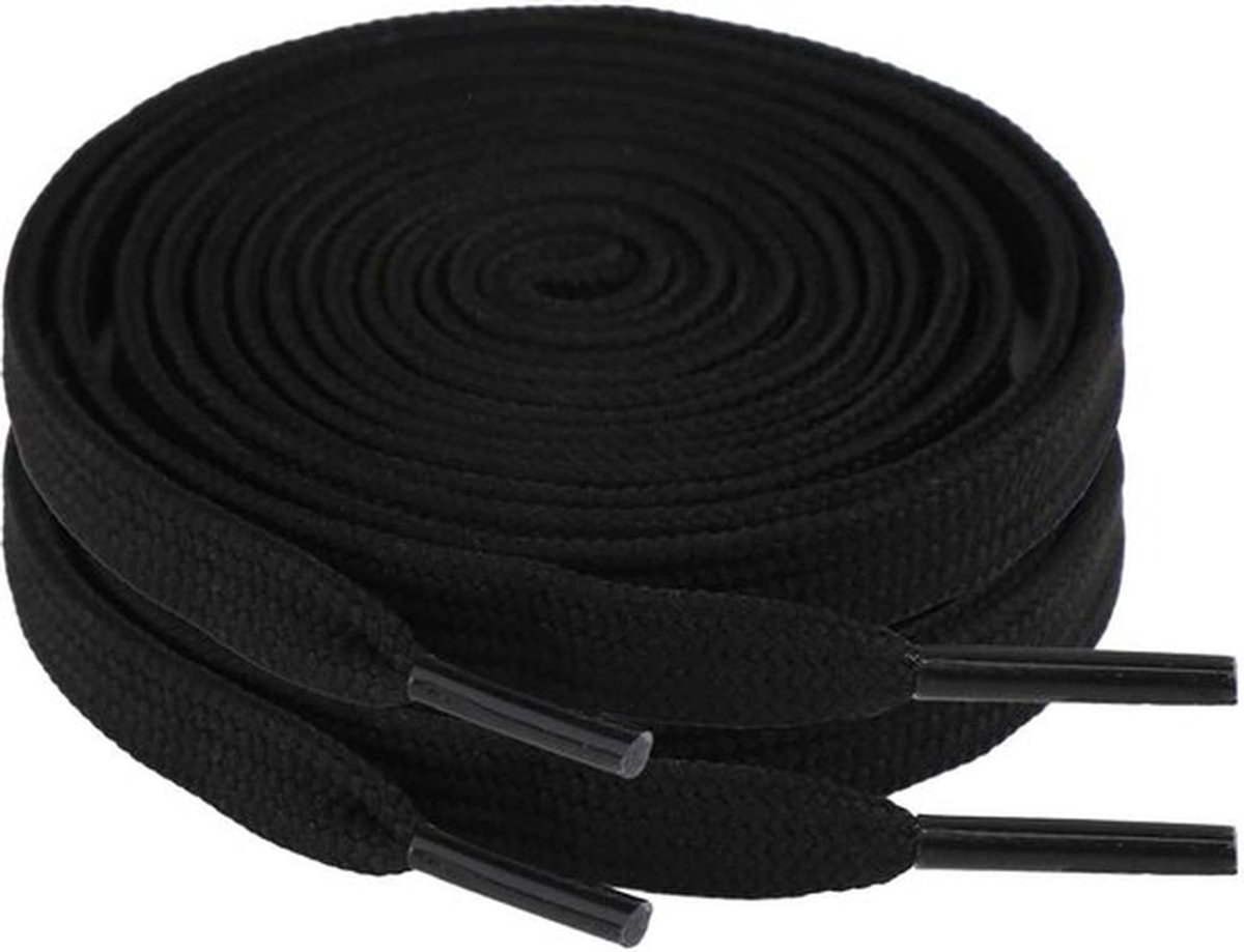 Veters 130 cm - Zwarte Veters - Platte Veters - Polyester Veters - Veters voor Sneakers/Loopschoenen - Duurzaam en Robuust - Schoenveters