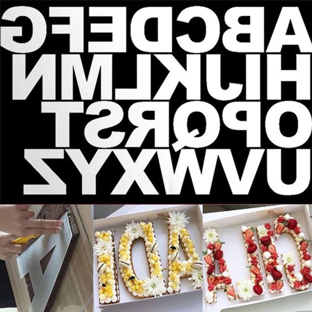 Smoothing Cake Mallen A-Z Alfabet Vormen 26 Stuks Decoratie Glazuur Cake 25,4 cm.