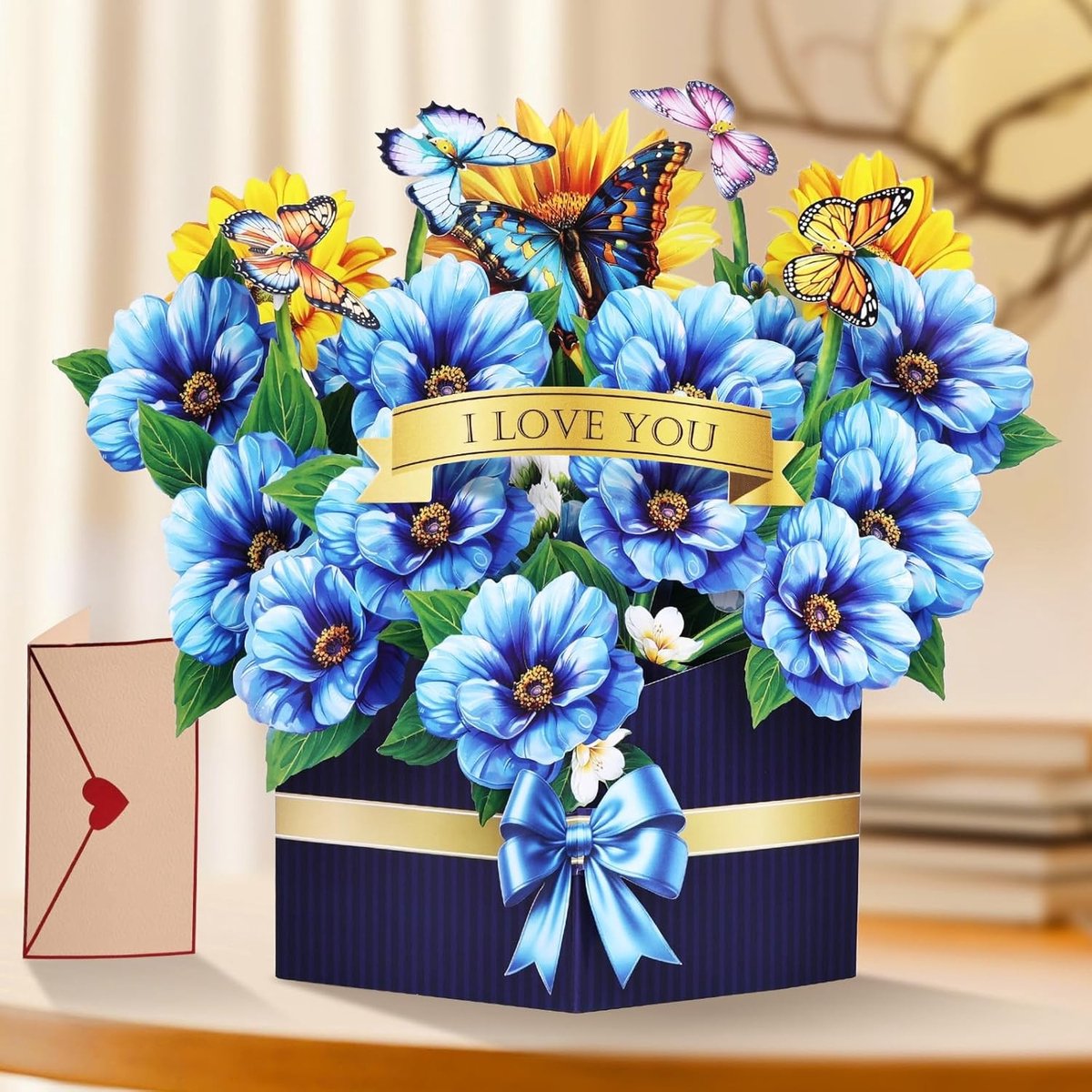 3D Pop-up verjaardagskaart met papieren bloemenboeket, perfect voor Moederdag, verjaardagen en speciale gelegenheden, inclusief envelop, ideaal voor vrouwen en meisjes
