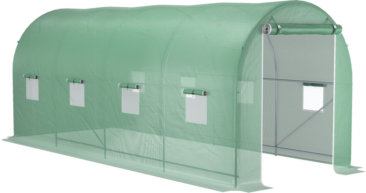Foliekas - Tunnelkas - 500 x 200 x 210 cm - Broeikas - Tomatenkas - Metalen Frame - Groene