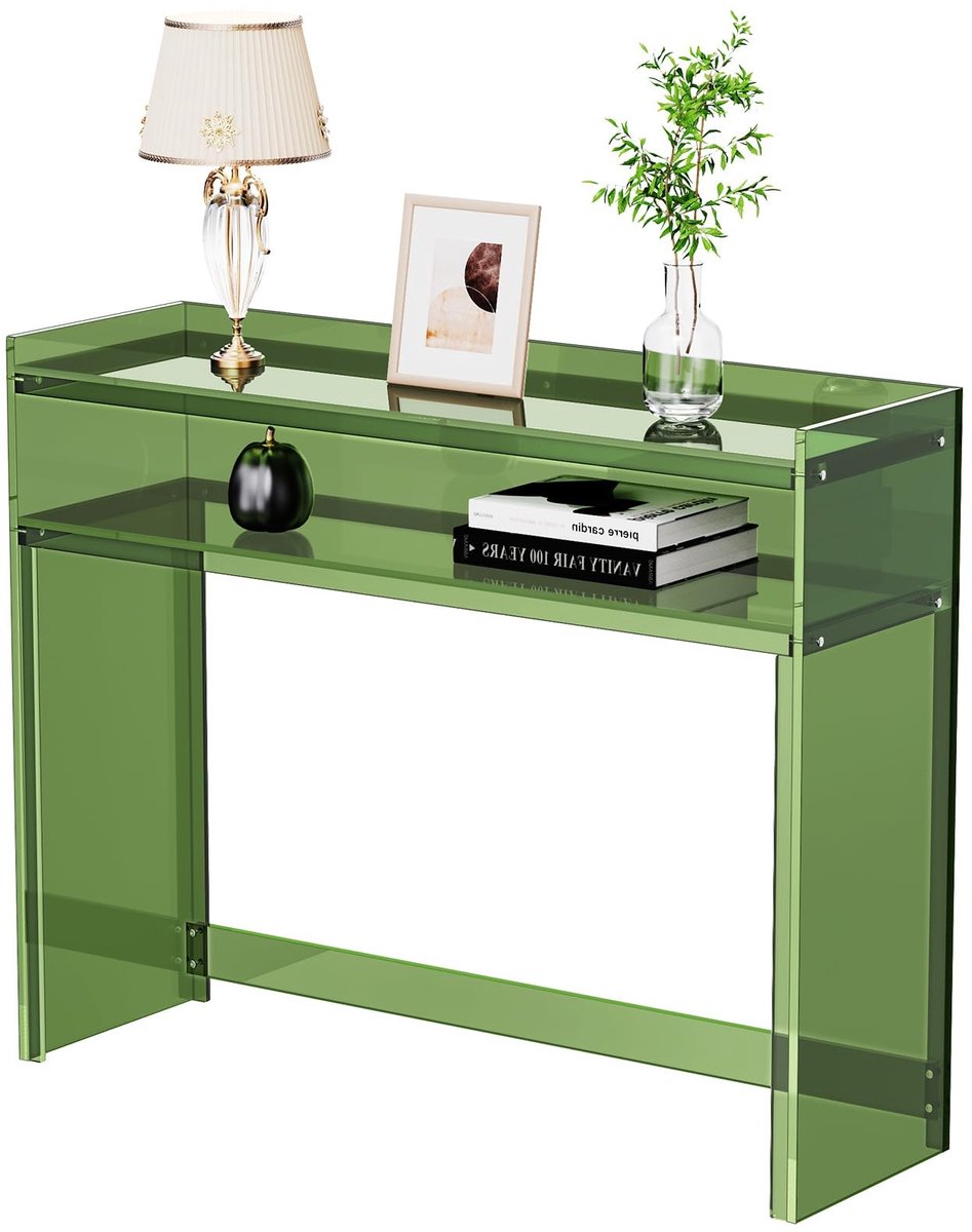 Solidchoice - Transparante Acryl Console Tafel met 2 Planken