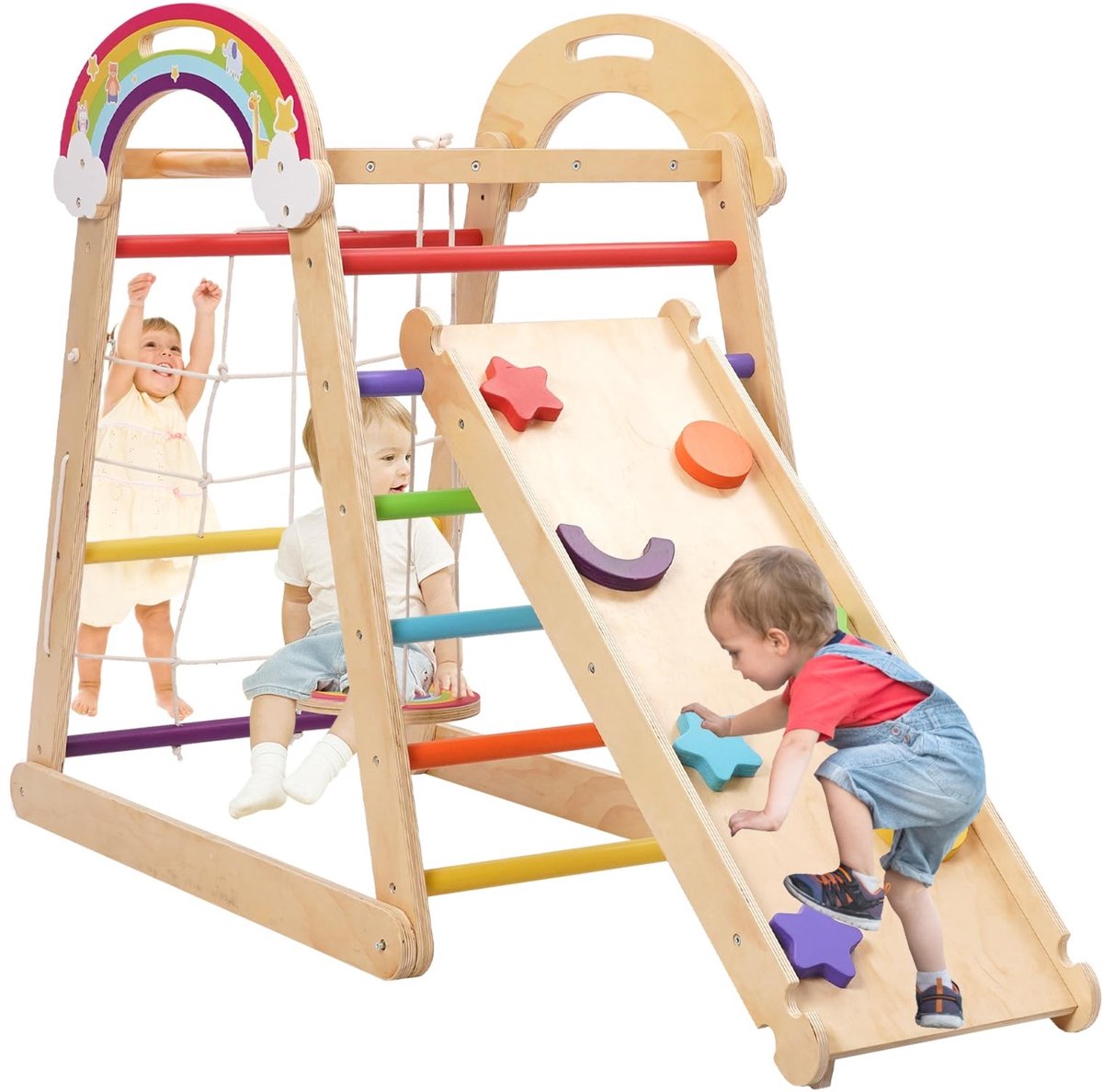 Solidchoice - Montessori Klimframe met Schommel en Glijbaan voor Kinderen