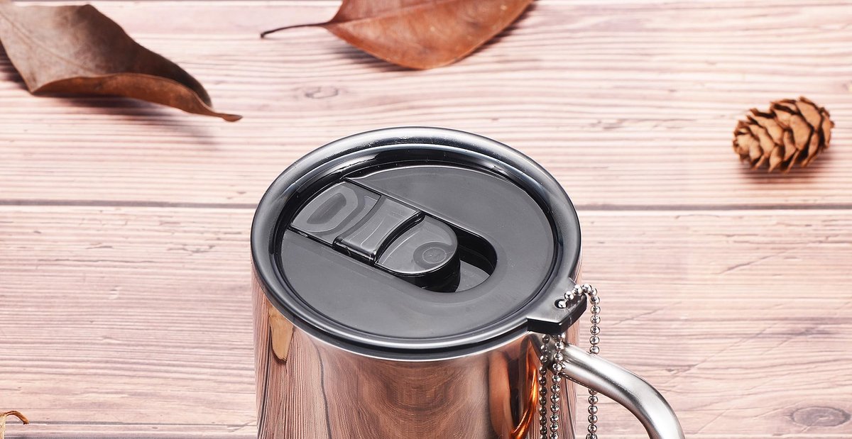 Solidchoice - RVS Campingbeker met Deksel en Ketting 290ml