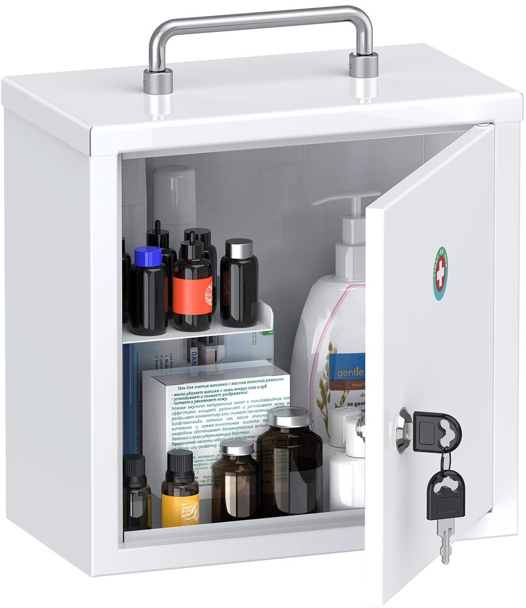 Solidchoice - Wandmedicinekast met Sleutelslot en Handgreep