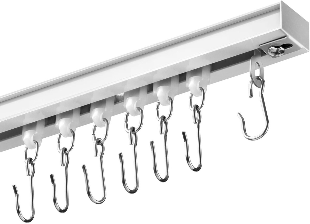 Solidchoice - Aluminium Gordijnrail 92-277 cm voor Plafondmontage in Wit