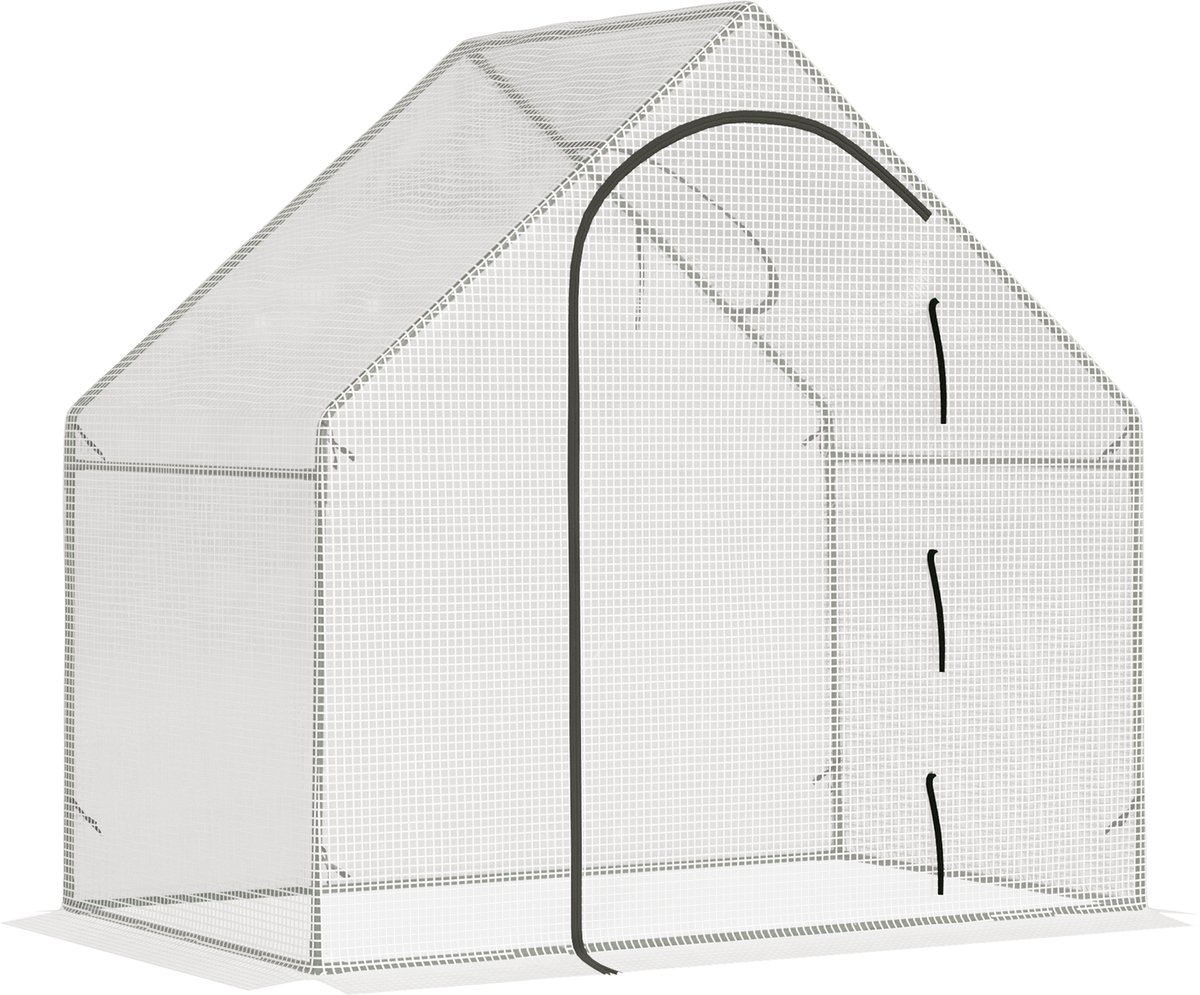 Kas met Roldeur en Raam - Tuinkas - Foliekas - Broeikas - Koude Bak - Kweekkas - Tomatenkas - Groentekas - Plantenkas - voor Groenten - Bloemen - Planten - 180 x 100 x 168 cm - Wit