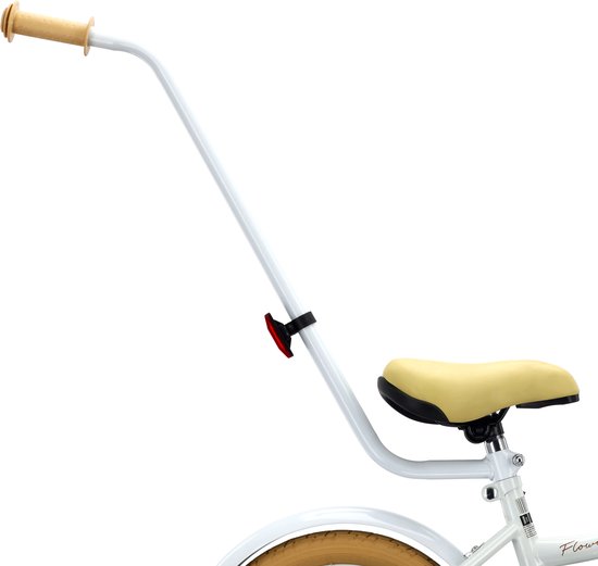 Flower Bike Fiets voor een meisje van 3 tot 5 jaar, 14 inch Baby blue, met fietsbel, zijwieltjes, duwstang en stuurmandje van Popal — afbeelding 4