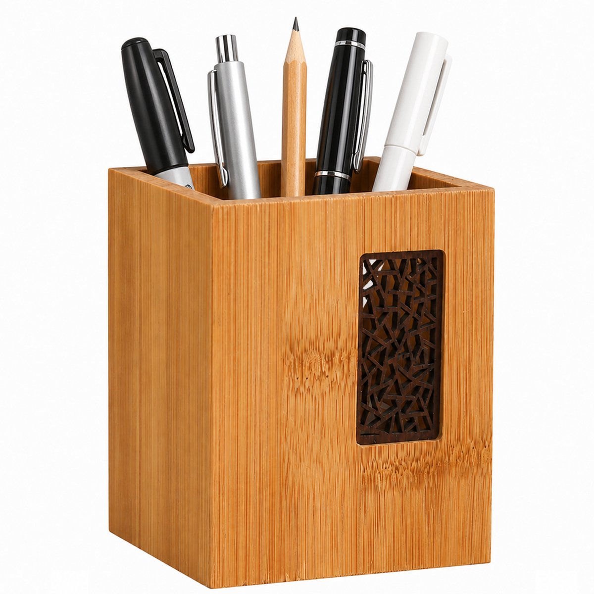 Ulisem - Pennenhouder van Bamboe & Hout - Houten Bureau Organizer voor Pennen & Potloden - voor Kantoor, School & Thuis - Style 1