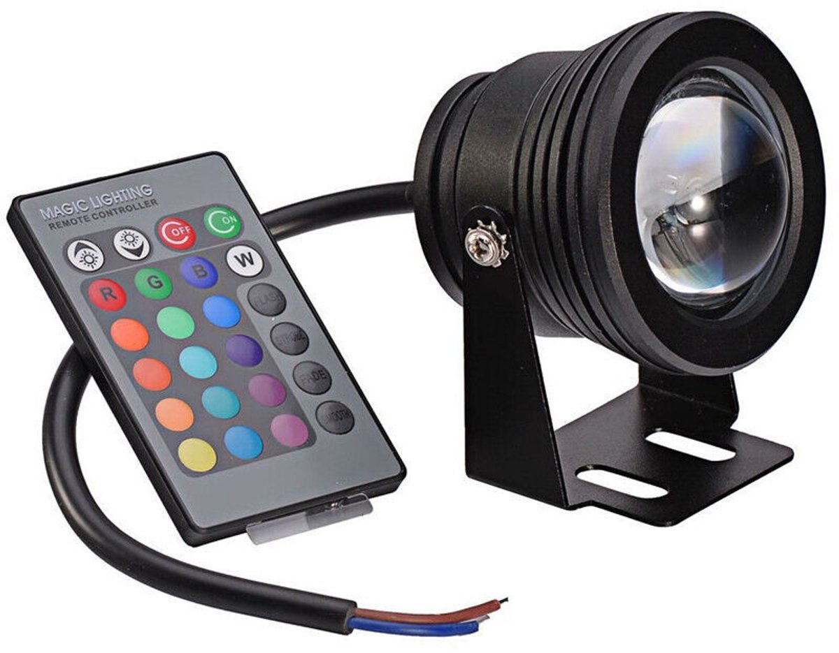 Onderwater LED-spot, IP67 waterdichte RGB-onderwaterverlichting, 10W LED-spot, geschikt voor buitenverlichting in de tuin bij zwembaden en fonteinen.