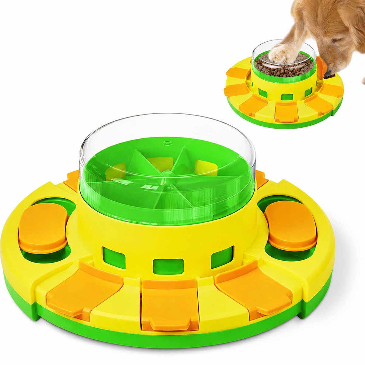 Ulisem - Hondenpuzzel 2 Niveaus - Interactief Hondenspeelgoed - Slow Feeder Voerpuzzel met Snack Dispenser - voor Kleine, Middelgrote & Grote Honden - groen