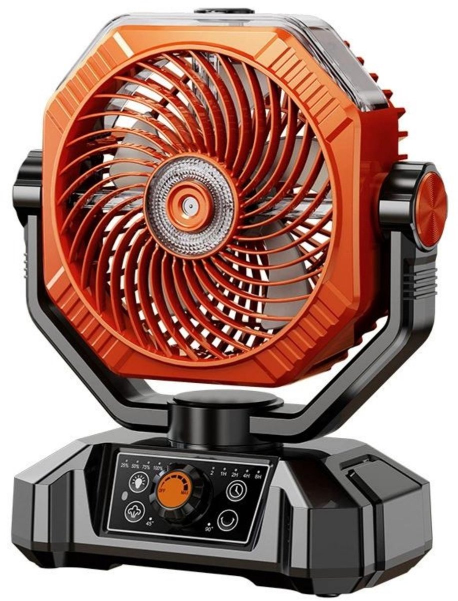 GELLDG Draagbare Camping Ventilator - Mistende Bureaubladventilator - 360ML Wassertank, 16000mAh Accu, 5 Snelheden, Timer, 18-70 Uur Autonomie - Geschikt voor Kamperen, RV en Noodgevallen - Kunststof - 23.5x29cm