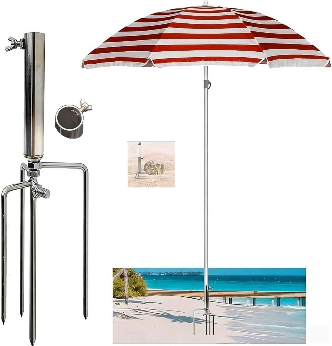 Grondpen voor Parasol - Wit - Normale Stijl - Voor Stabiliteit in de Tuin