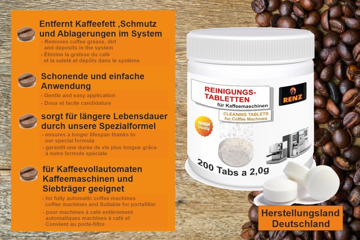 Reinigingstabletten voor Koffiemachines - 2 g - 120 Stuks - Effectieve Koffievetverwijdering - Voor Volautomatische en Filterkoffiezetapparaten