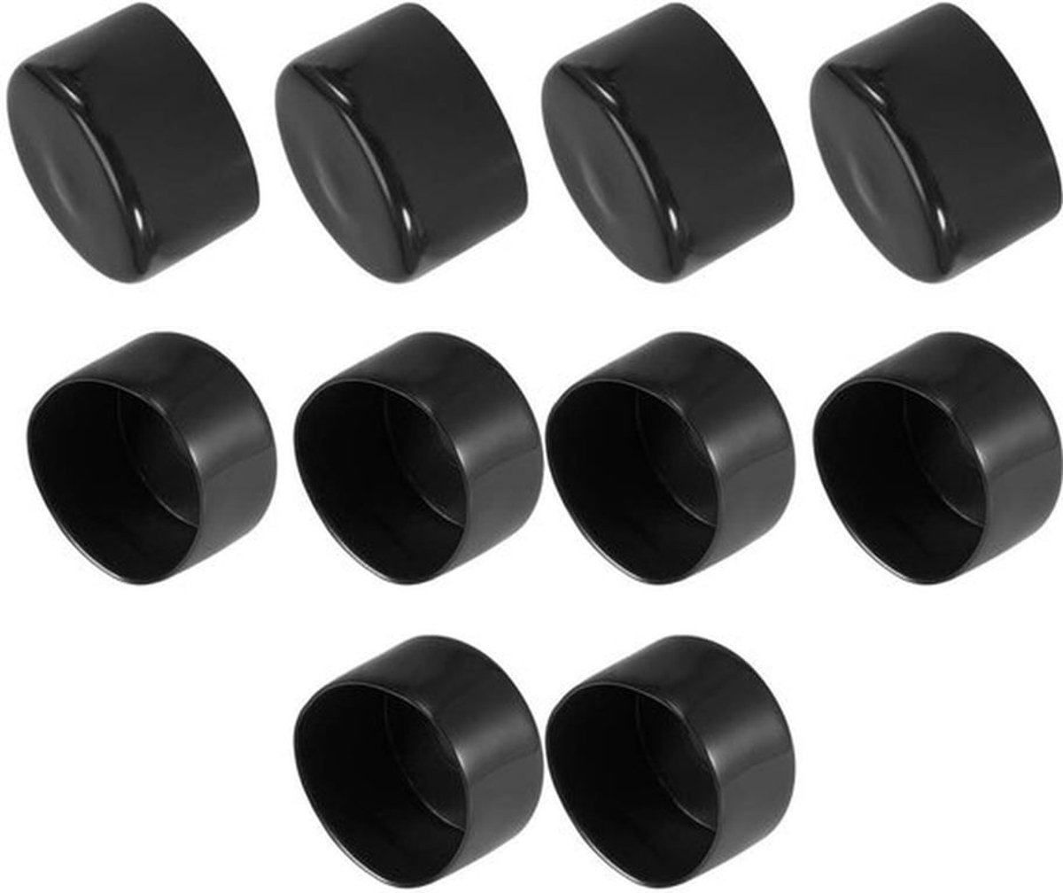 Eindkap 10 Stuks - Rubber 50 mm ID - Flexibele Schroefdoppen - Draadbeschermers - Zwarte Vinyl - Zacht en Stevig Materiaal - Rubberen Doppen
