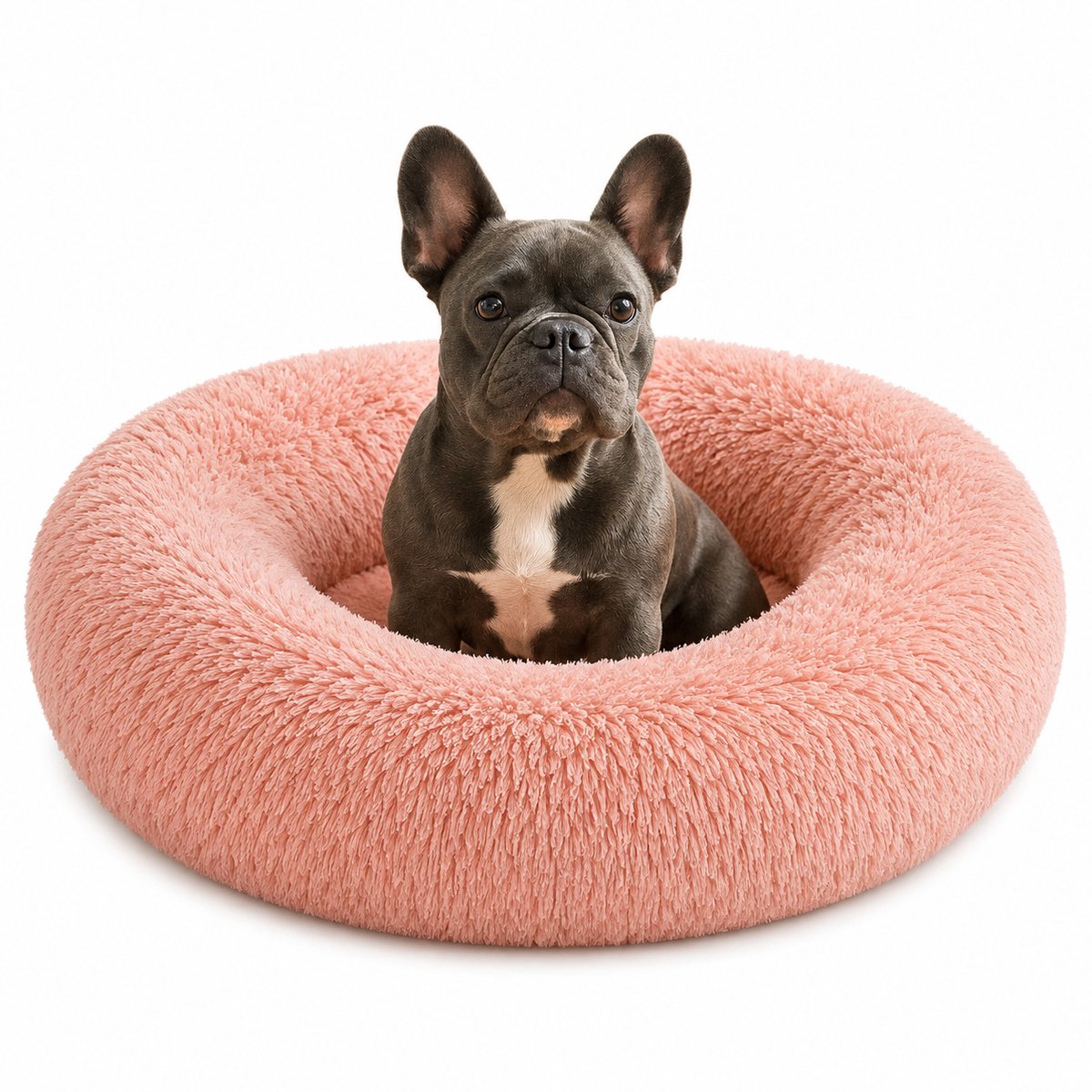 belviona Donut hondenbed, zacht hondenmand, comfortabel & antislip Ø70 cm oudroze