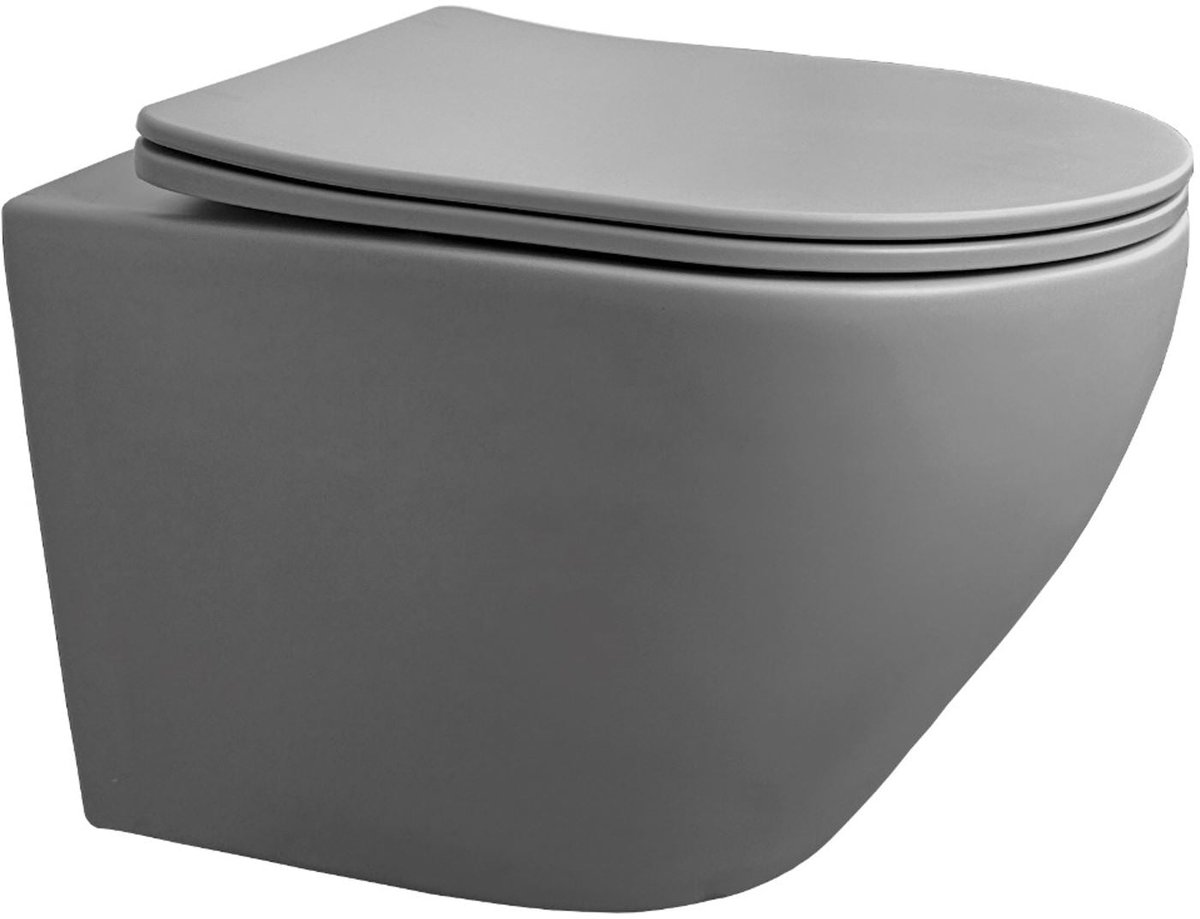 Wandcloset Sanitado rainbow randloos met softclose toiletzitting in mat grijs