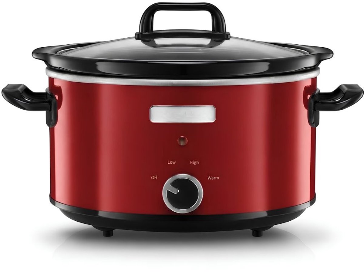 SP® Slowcooker - Warmhoudfunctie - Keramische Binnenpan - Rood - 24cm x 31cm x 33cm