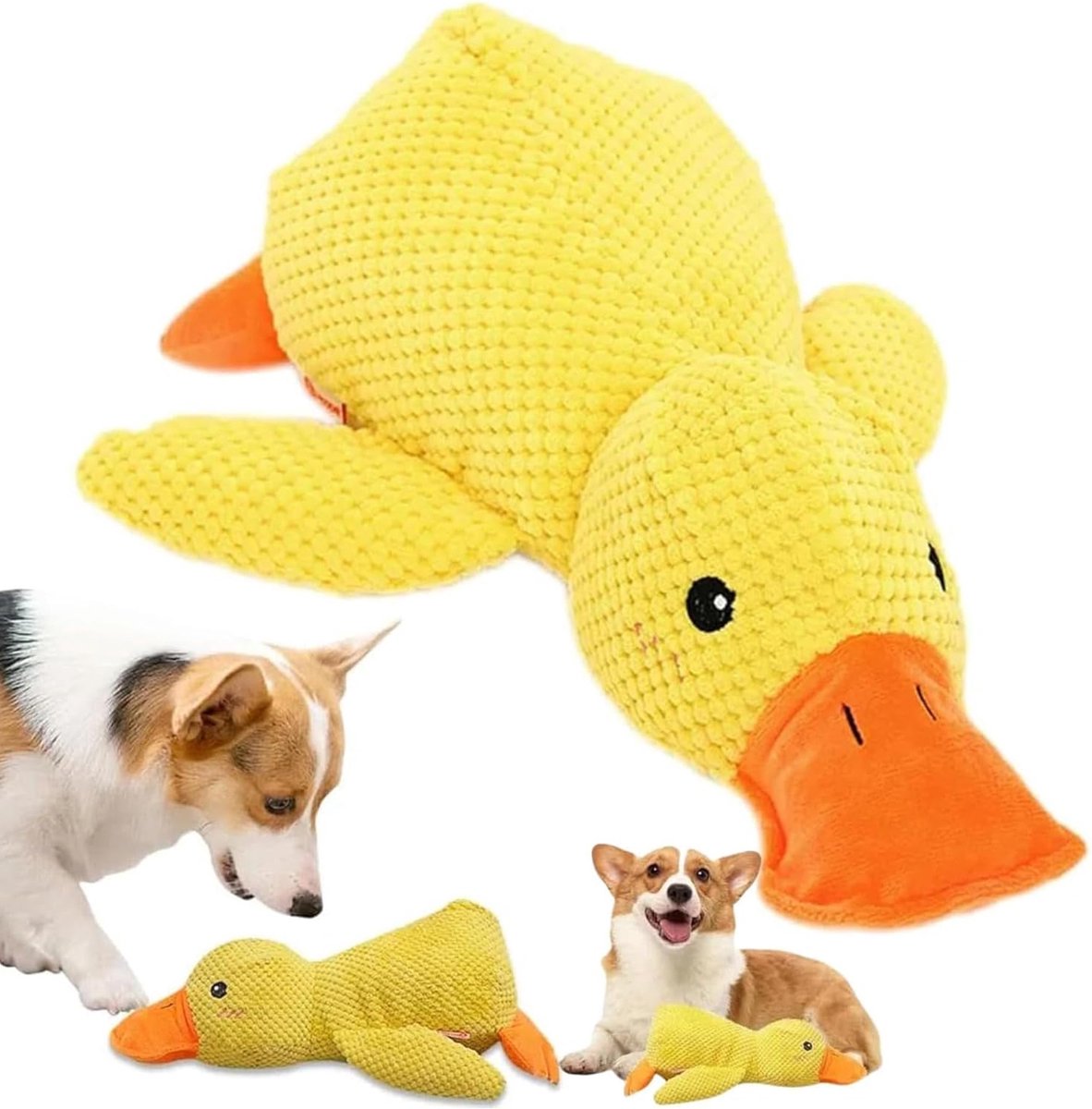 REDOM Knuffelkussen 45 x 38 cm – Sierkussen – Pluche kussen – Bed & Bank – Woonkamer Decoratie – Geel – Eendvorm
