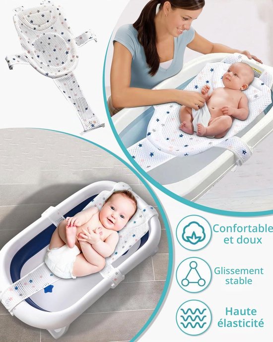 Babybadmat - babybadmat - babybadnetje - babybadstoel - badzitje - verstelbaar - antislip - badnetje voor pasgeborenen - babybadkussenstoel - Voor baby's van 0-24 maanden — afbeelding 4