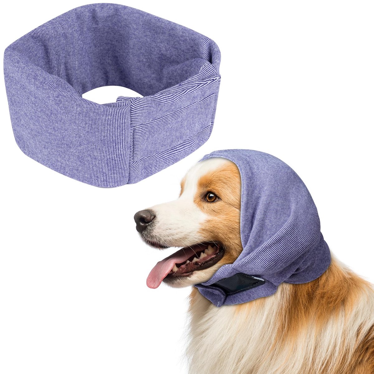 Oordoppen voor honden - verstelbare gehoorbescherming met hoofdband (paars, S)