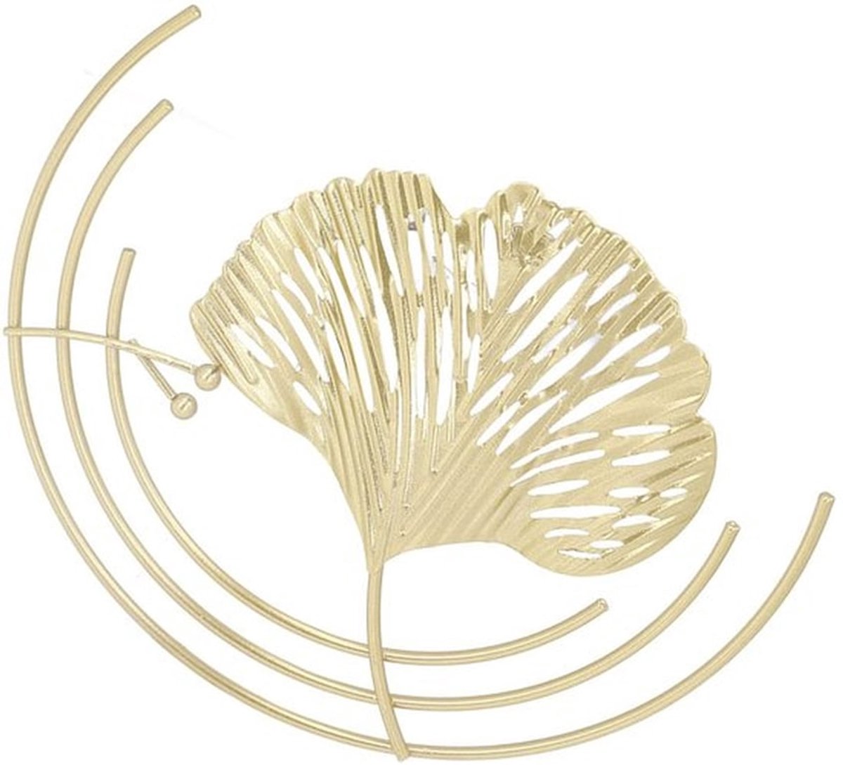 Muurdecor Gouden Metalen Sculptuur - 3D Bladeren - Minimalistisch Design - Wanddecoratie Woonkamer - Slaapkamer - Uniek Ontwerp - Muursculptuur