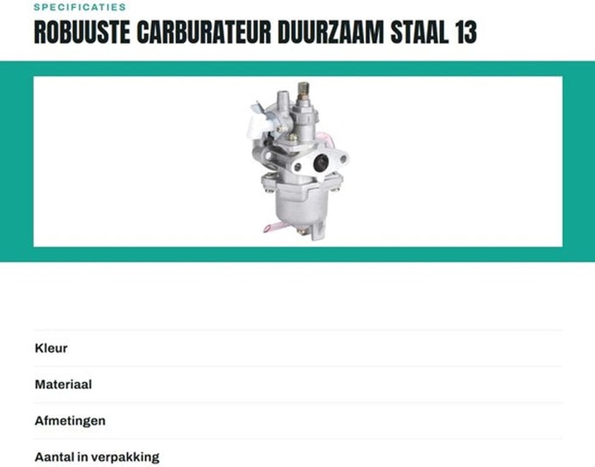 Carburateur 13 mm - Duurzaam Staal - ATV/Mini PIT/Dirt Bike - Corrosiebestendig - Hoogwaardige Prestaties - Betrouwbare Vervanging - Motorcarburateur