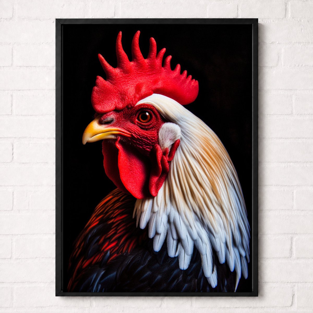 Witte Haan Poster - Boerderijdieren Collectie - Dieren Posters - A2+ 43,2 x 61 cm