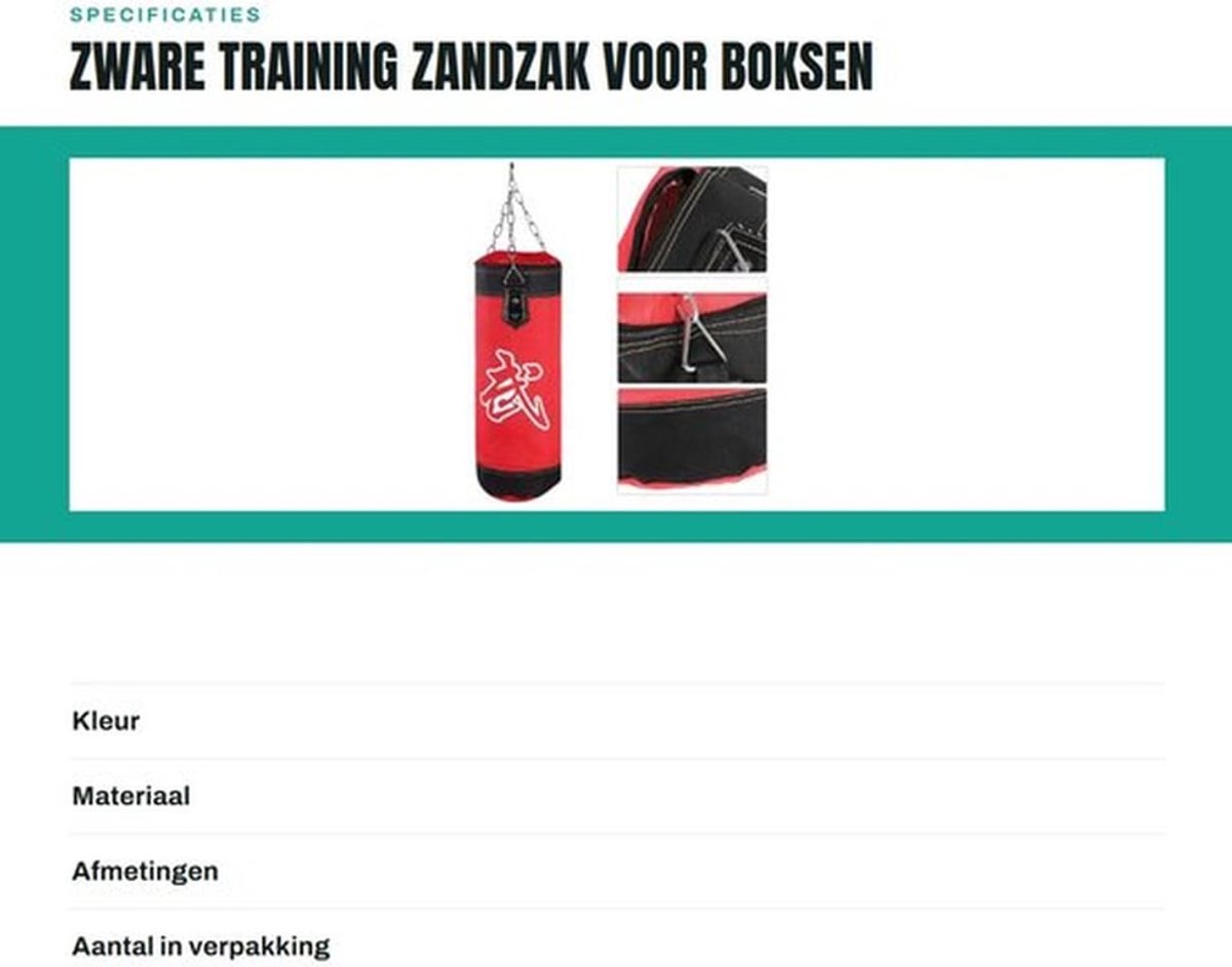Zandzak Trainingstas - Lege Zandzak - Slijtvast Oxford-Stoffen - Schokabsorberend - Duurzaam - 60CM - Bokszak