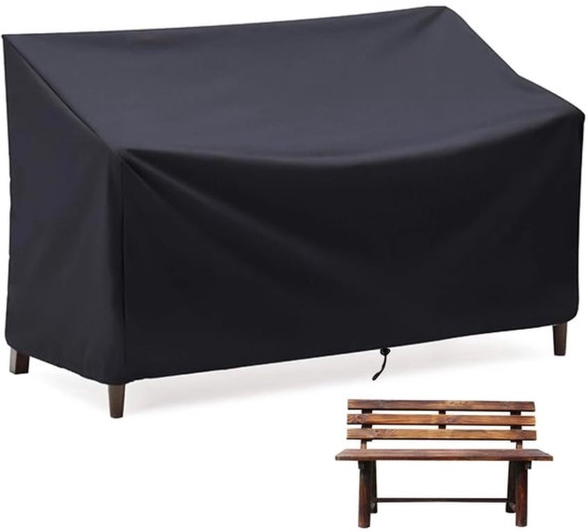 Beschermhoes Waterdicht - 2-zits Tuinbank - Ventilatieopeningen - 210D Oxford-stof - 134 x 66 x 89 cm - Zwart - Tuinbankhoes
