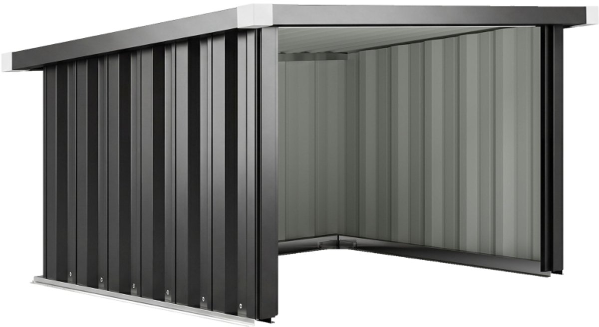 Garage voor grasmaaiers - van staal - gegalvaniseerd staal met dakbeschermende rand - 108 x 86 x 62,5 cm