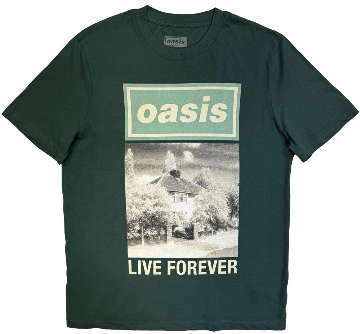 Oasis - Live Forever Single Cover Heren Tshirt - S - Groen
