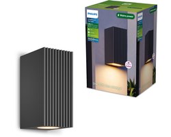 Philips Voro UltraEfficient Applique murale - Lampe d'extérieur - Lumière blanc chaud : 2700K - Résistant aux intempéries : IP44 - Anthracite - 4.3W - Rectangulaire