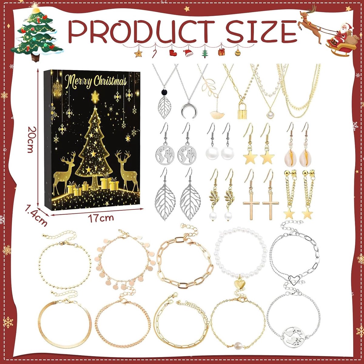 24-Daags Sieraden Adventskalender 2025 voor Dames - Met 24 Verrassingen en Beauty Cadeaus - Unieke Kerstkalender met Modeaccessoires en Cosmetica – foto 5