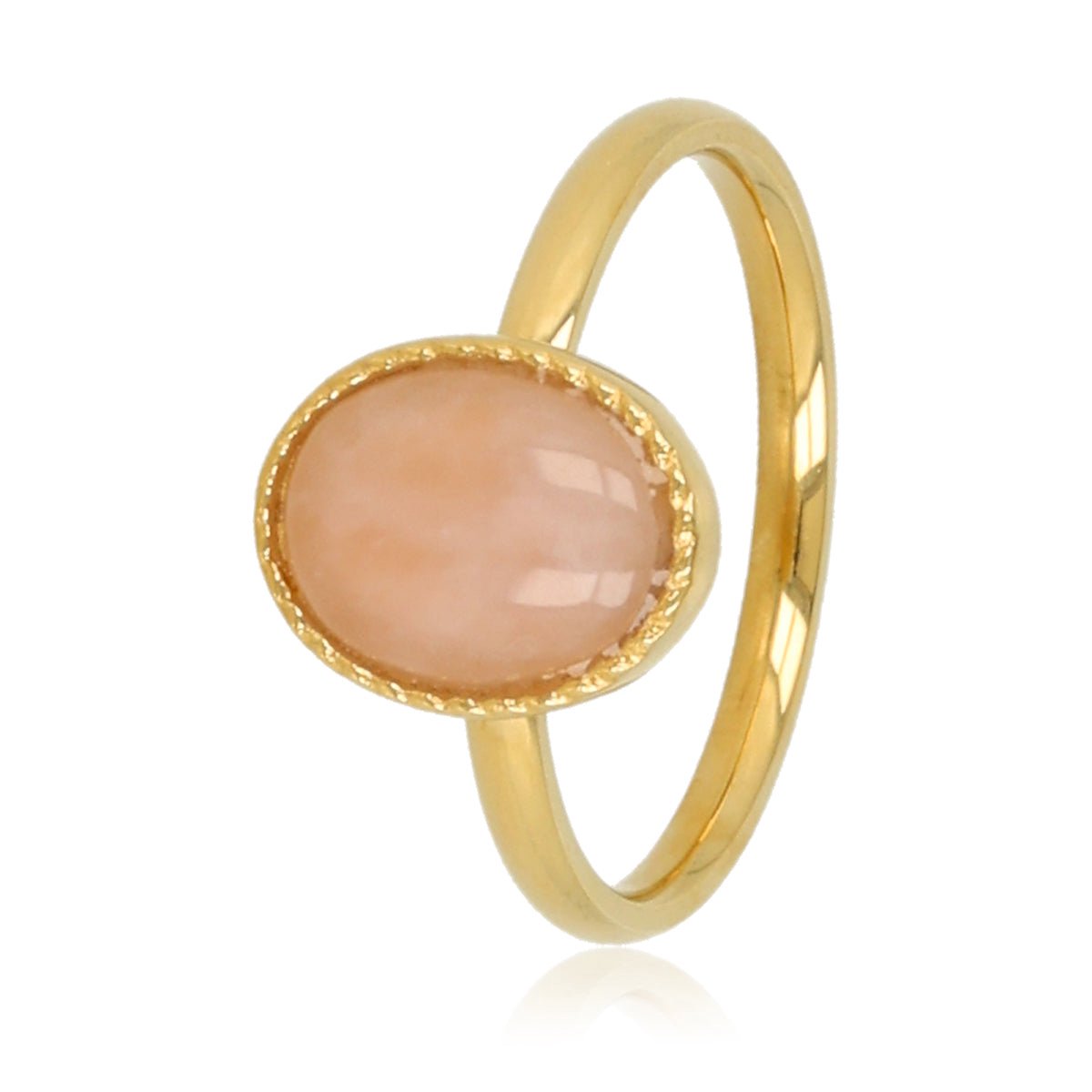 My Bendel - Ovale Ring met Edelsteen • Rose Quartz - met Luxe Cadeauverpakking | Sieraden Voor Dames | Maat 18.00 Mm / Maat 57