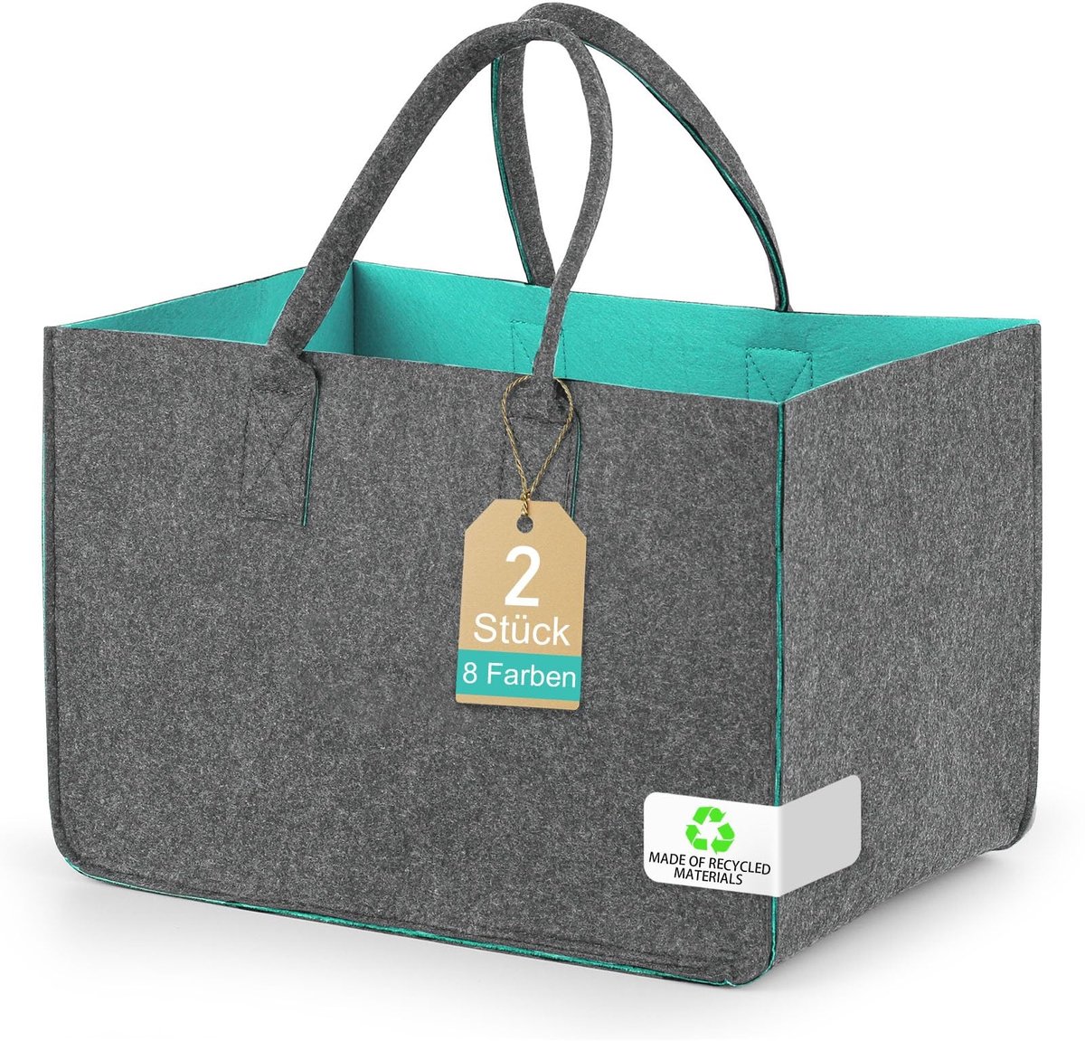 Solidchoice - Felt Shopping Basket met Handvatten, 2 Stuks