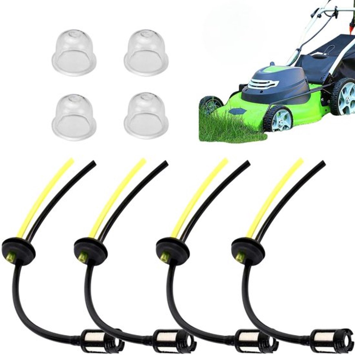 Brandstoffilter Set 4 Stuks - Brandstofslang 27.5 cm - Brandstofslang 15 cm - Universele Onderdelen - Hoogwaardige ABS/Rubber - Geschikt voor 18 mm Motoren