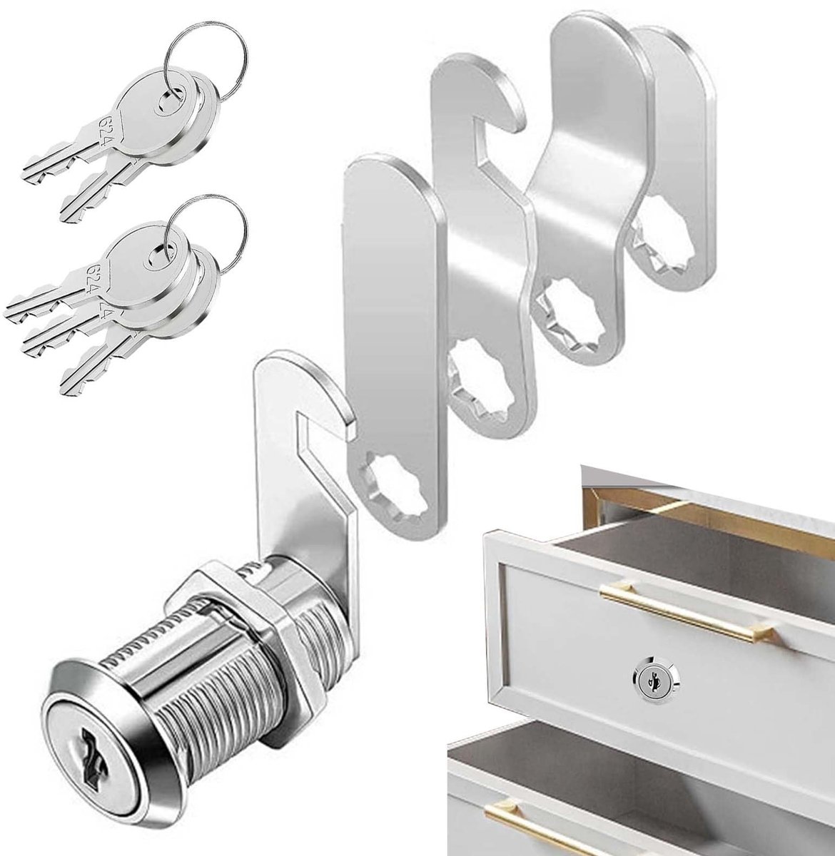 Solidchoice - Set van 5 Roestvrije Kastsloten voor Beveiliging