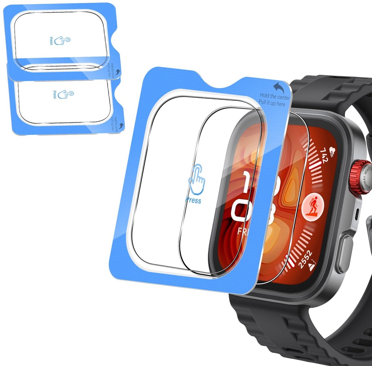 Solidchoice - Tempered Glass Screen Protector voor Smartwatch met Installatietemplate