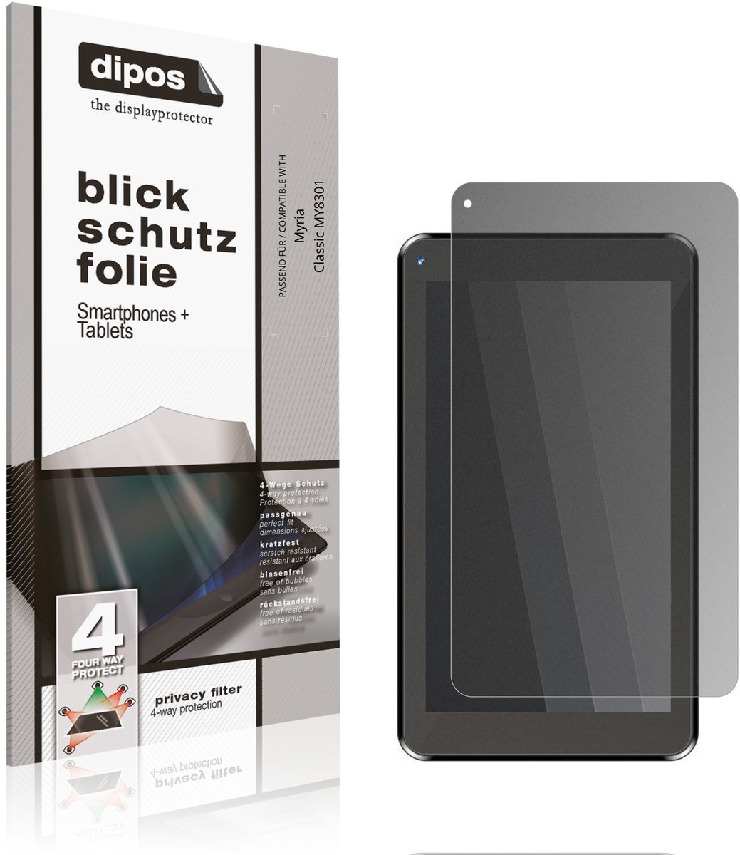 dipos – Matte Privacy Screenprotector geschikt voor Myria Classic MY8301 | Anti-Spy Beschermfolie