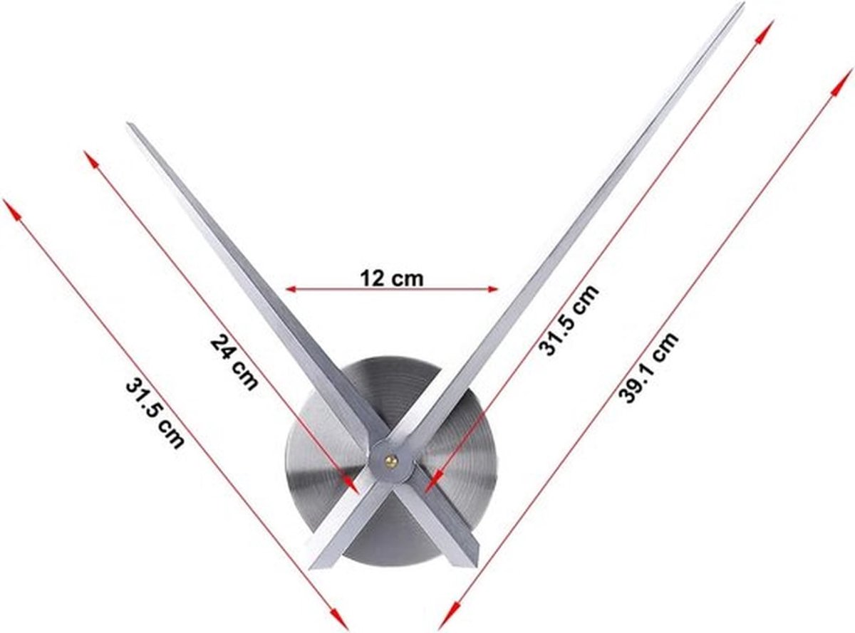 SnelShoppen - Grote DIY Wandklok 3D Metaal Quartz - Maken van Batterij Aangedreven Wandklok voor Woonkamer, Slaapkamer en Kantoor (Zilver)