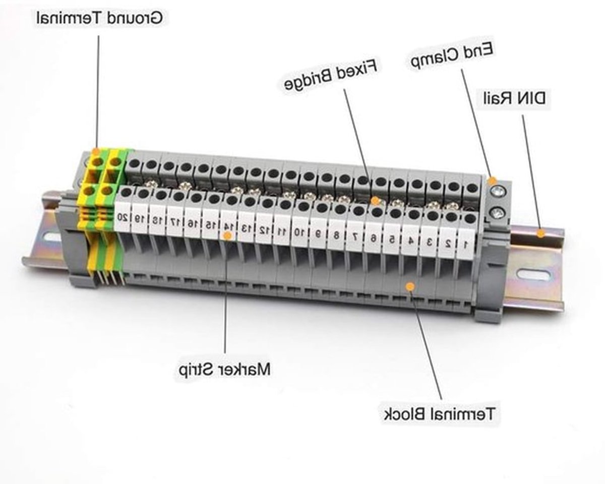 Klemset voor DIN-rail, Passage Klem UK 2.5, Bevestigingsmateriaal voor elektrische installaties