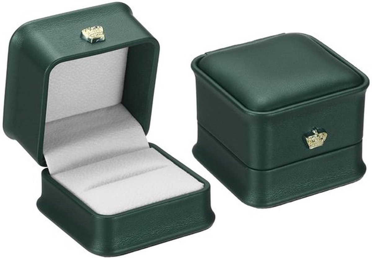 PATIKIL Fluwelen Ringendoos, 2-delig Trouwringendoos Vintage Juwelendoos voor Verloving Voorstel Ceremoniële Jubileum Stijl 4, Groen