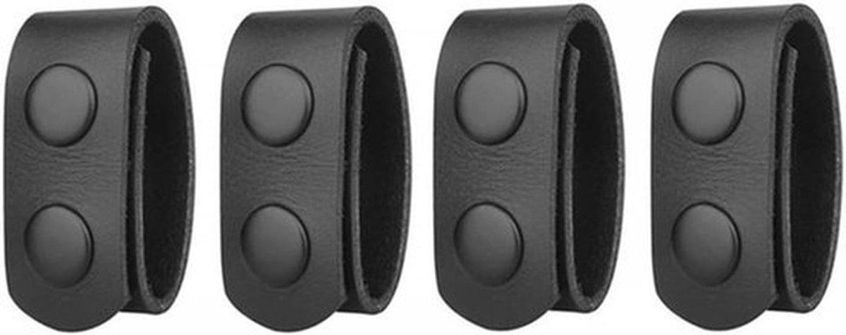 4 stuks riemhouders - PU-lederen dienstriemhouders met dubbele snaps - geschikt voor 2-2¼ inch tactische riem - zwart - 7.6*1.1“