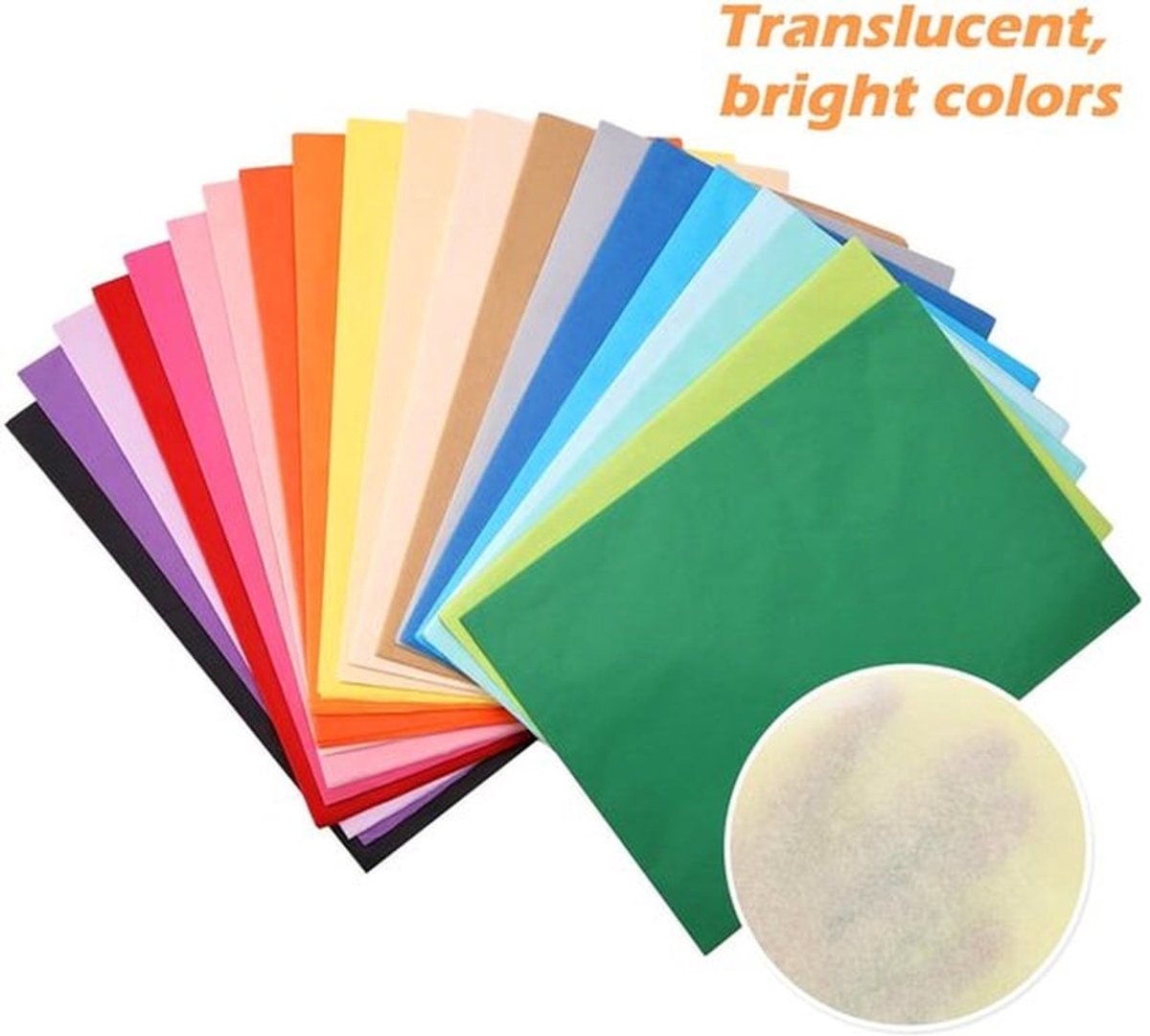 Zijdepapier 100 vellen - 50 x 70 cm - 20 kleuren - Tissuepapier - Cadeaupapier - Decoratie - Creatieve knutselprojecten
