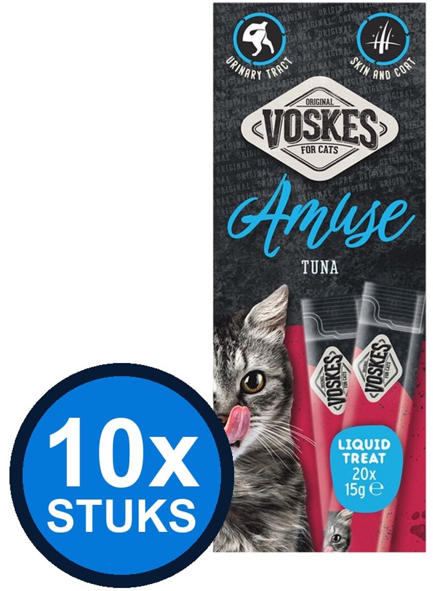 10x Voskes Amuse Liquid Treat Tonijn - Kattensnack - 20x15g